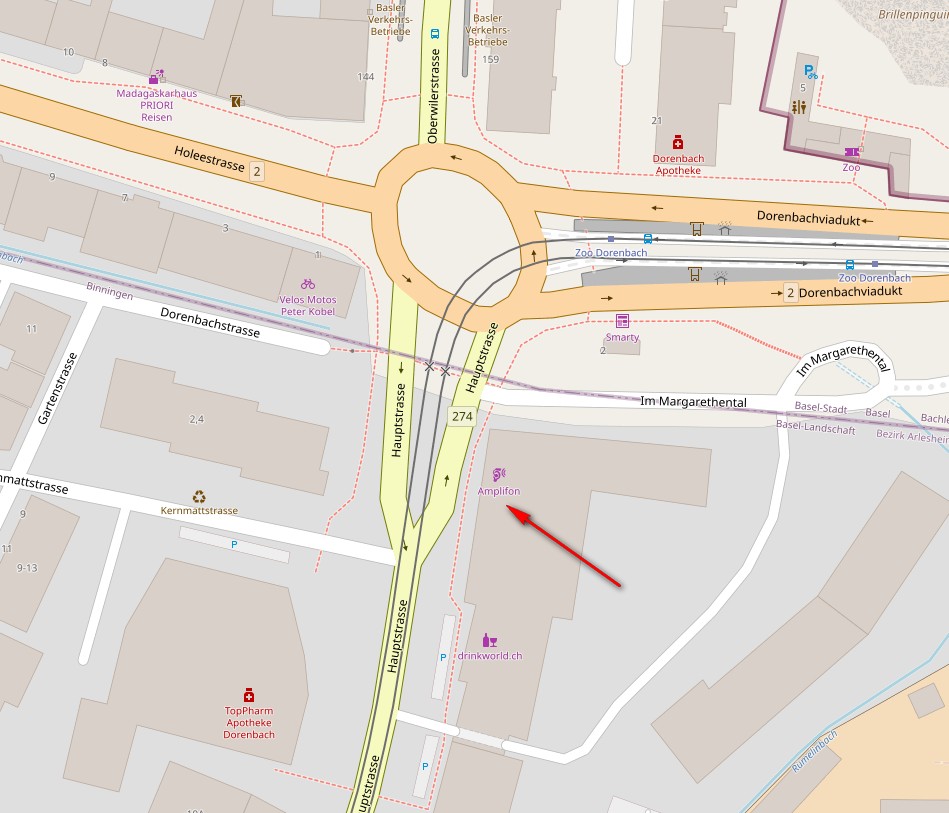 Karte Hauptstrasse 1, 4102 Binningen